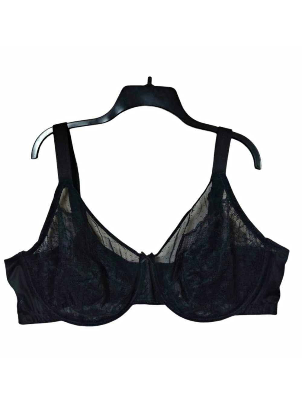HSIA Womens 44DD Black Lace Sheer Unlined Underwire Full Coverage Bra